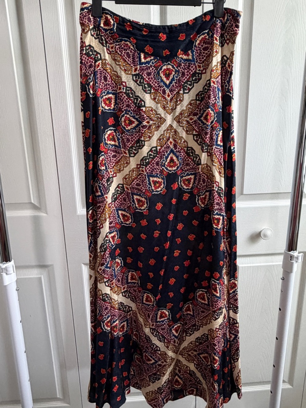 ba&sh Navy Printed Midi Skirt